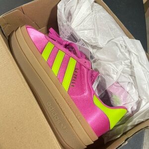 Adidas Gazelle Pink and Lime Sneakers